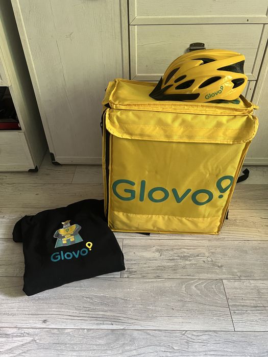 kask rowerowy + bluza Glovo Kurier