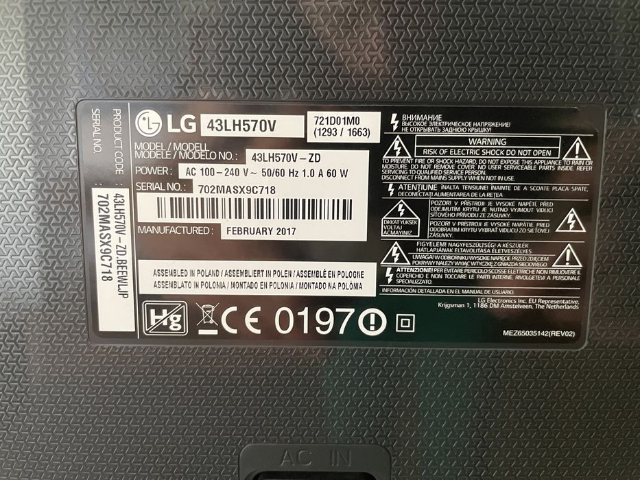 LG 43LH570V DVB-T Smart TV