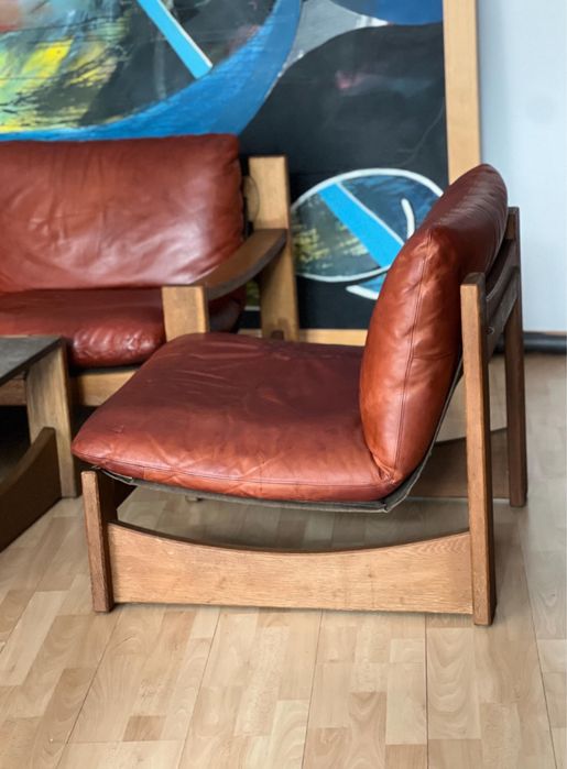 Brutalizm zestaw mebli do salonu: sofa 2os +fotel+stolik kawowy łupek