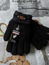 Nowe rękawiczki dziecięce 18 cm czarne rękawiczki na pięć palcy bawełn