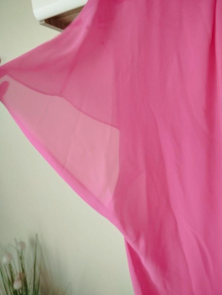 Piękna sukienka motyl oversize róż magenta S 36