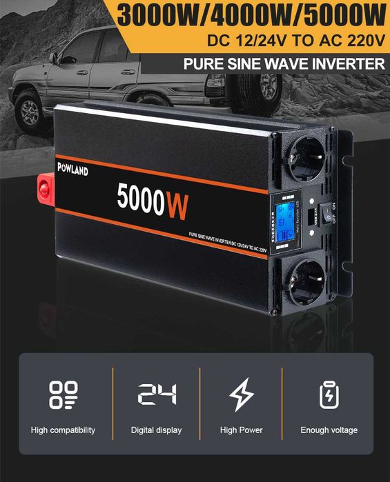 Inversor ONDA PURA 5000W 24v-220v - com comando NOVO