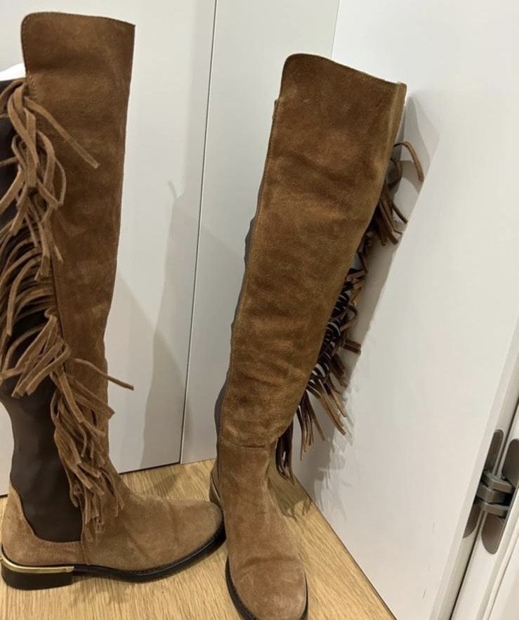 Botas camel pele genuina