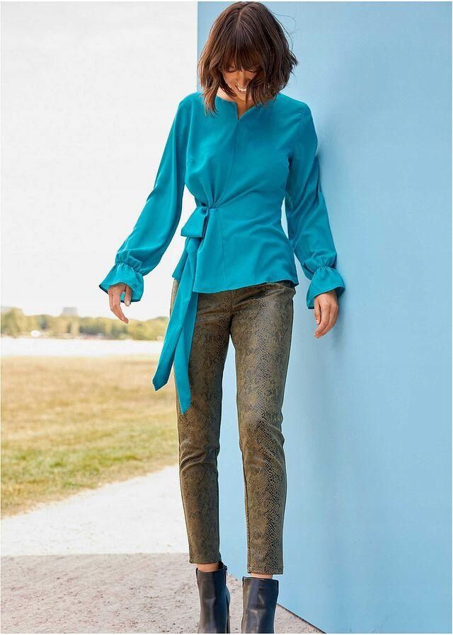 B.P.C legginsy oliwkowo-czarne we wzór węża r.32/34