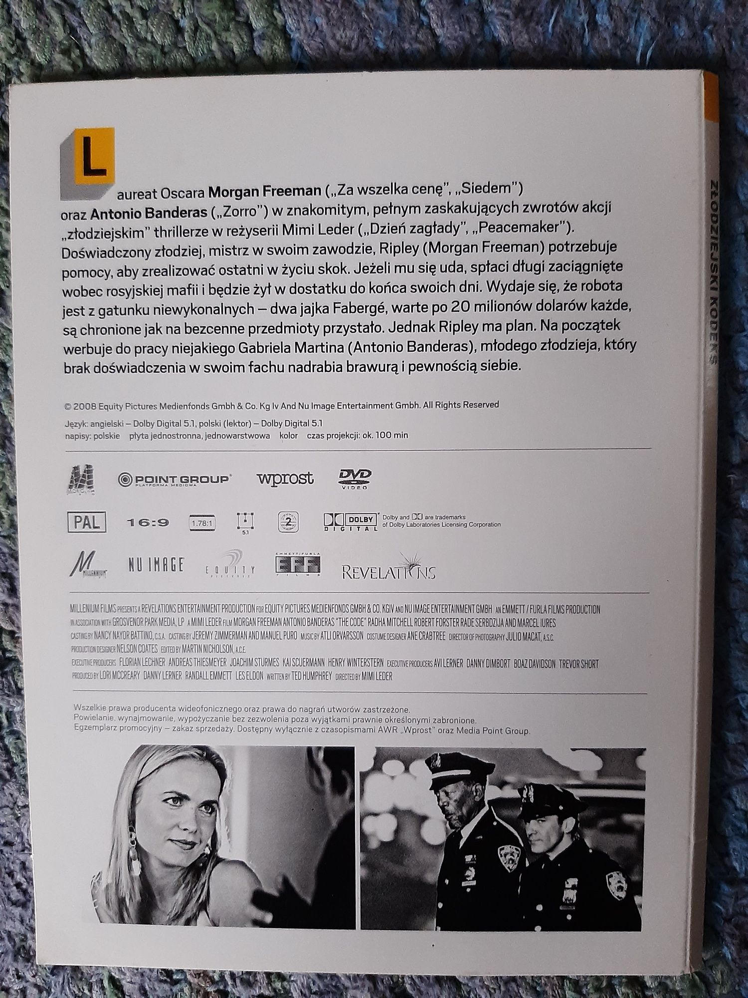Film DVD "Złodziejski kodeks" Morgan Freeman i Antonio Banderas