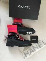 ORYGINALNE buty botki 38 skorzane Chanel CC skora naturalna kozaki