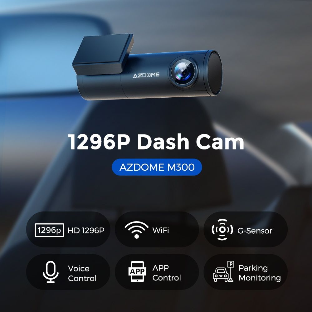 Видеорегистратор Azdome M300 Dash Cam  1296p Авторегистратор WiFi