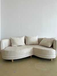 Round Alcantara Sofa White/Ecru Vintage