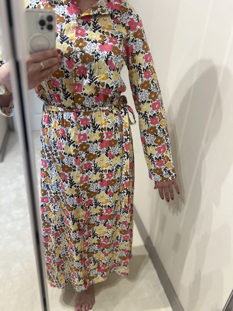 Sukienka maxi szmizjerka koszulowa długa wiązana w kwiaty retro piękna