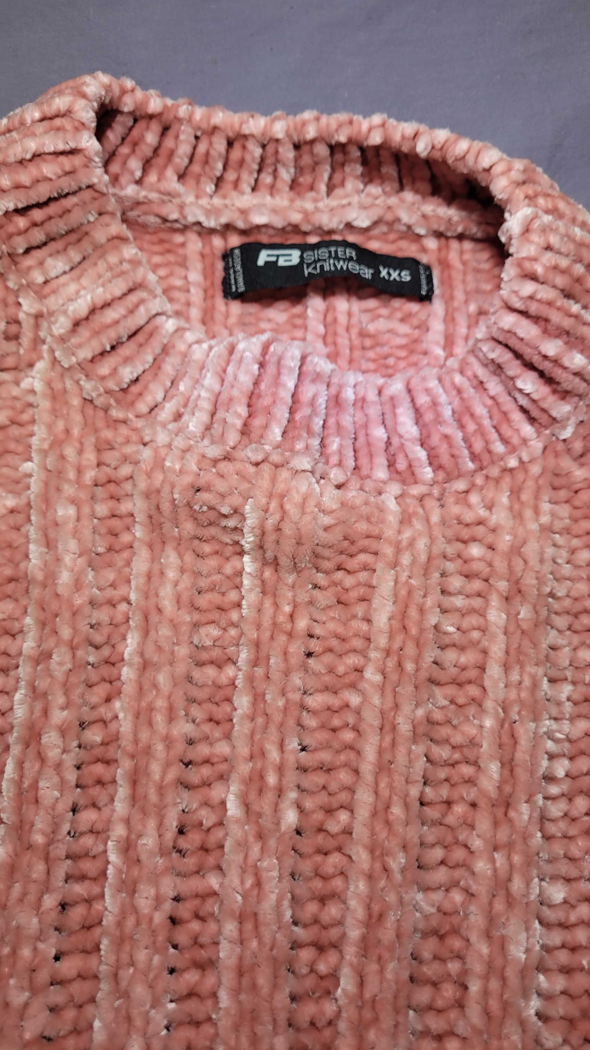 Sweter szenilowy różowy pudrowy róż ciepły XXS 32 FBSister