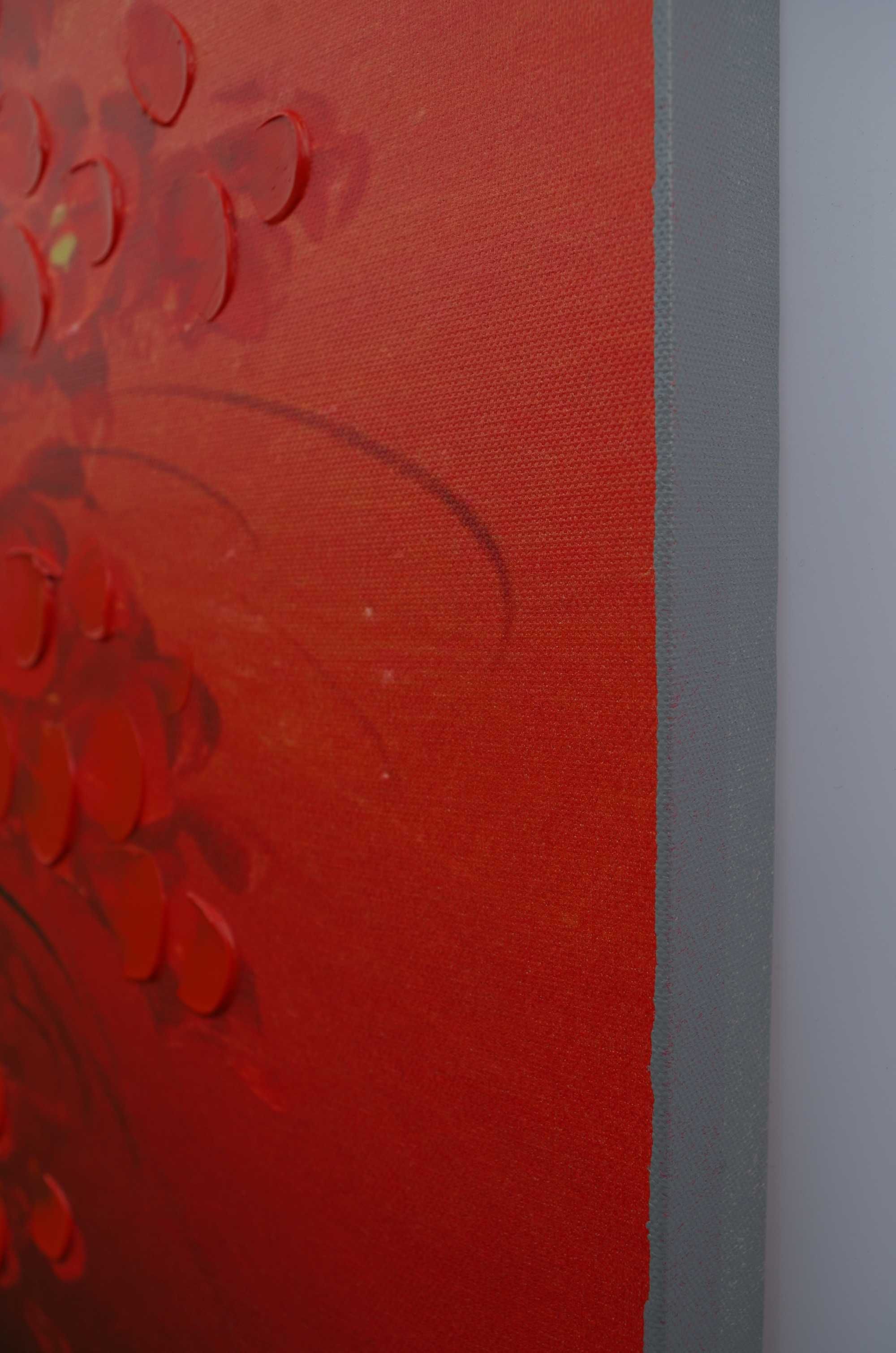 obraz na płótnie czerwone kwiaty ręcznie malowany