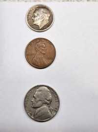 Monety usa centy 1948,1962,1986