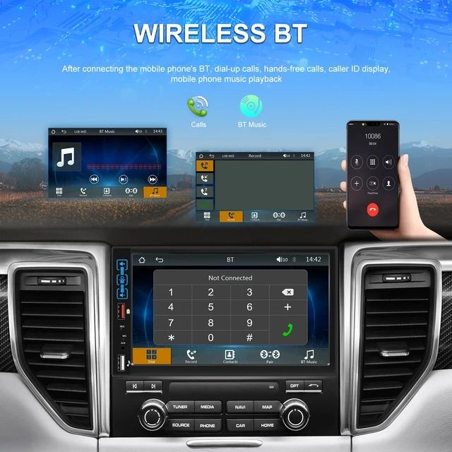 Rádio 1din 7 polegadas CARPLAY Bluetooth USB e Microfone NOVO