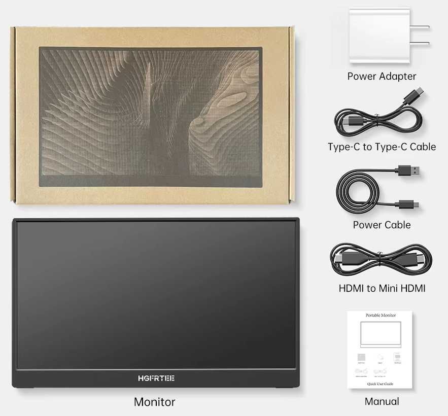 Портативний монітор HGFRTEE 14", 4K (3840×2160), IPS, 100% sRGB,