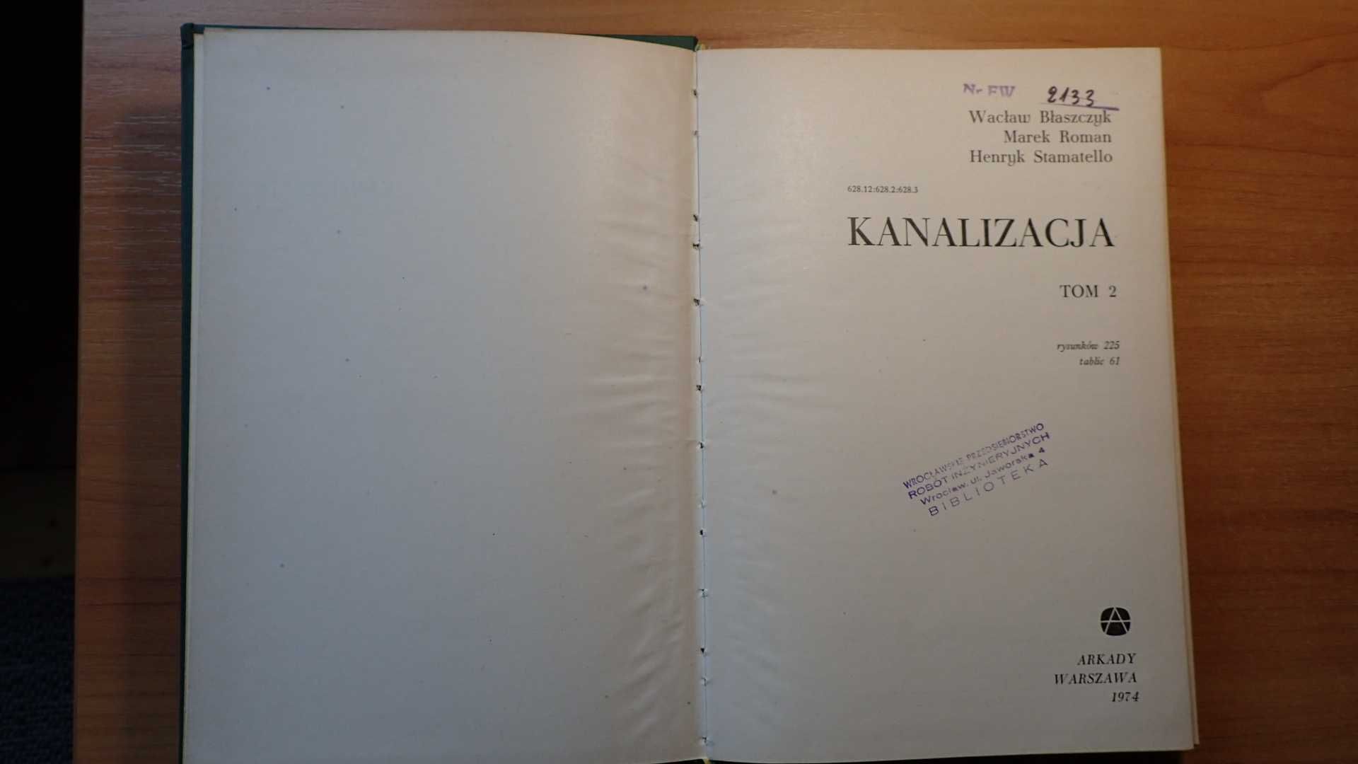 Kanalizacja tom 2 W.Błaszczyk, M.Roman, H.Stamatello; Arkady 1974