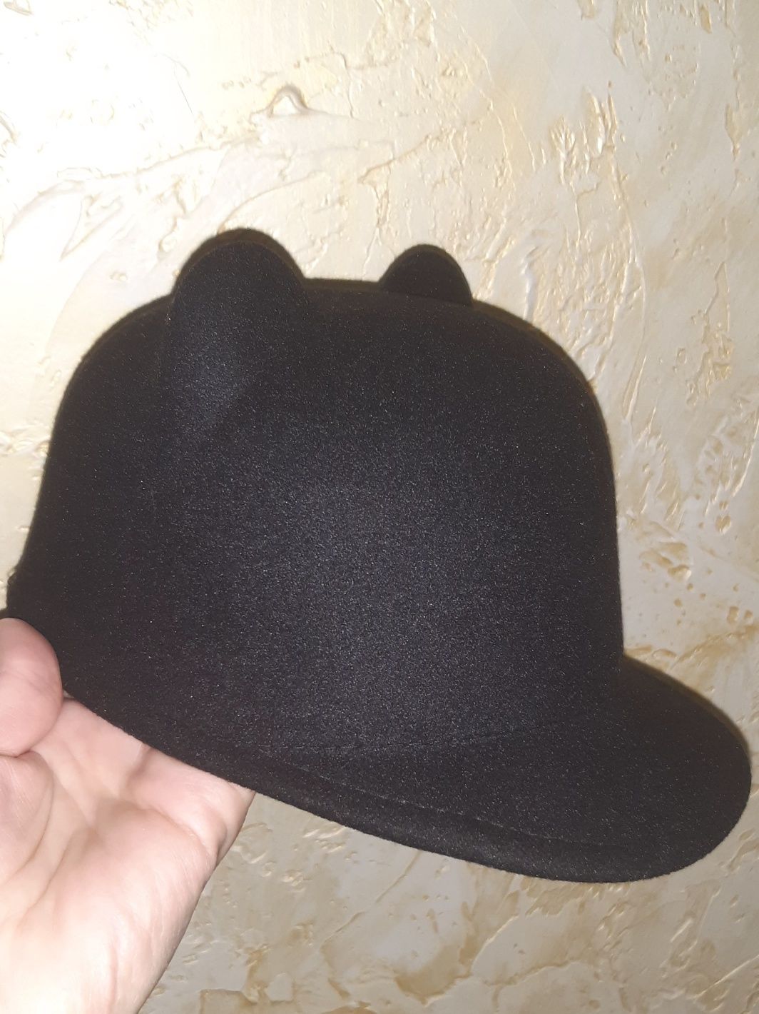 Жокейка з вушками#фетровий  капелюшок чорного кольору окр. 49
