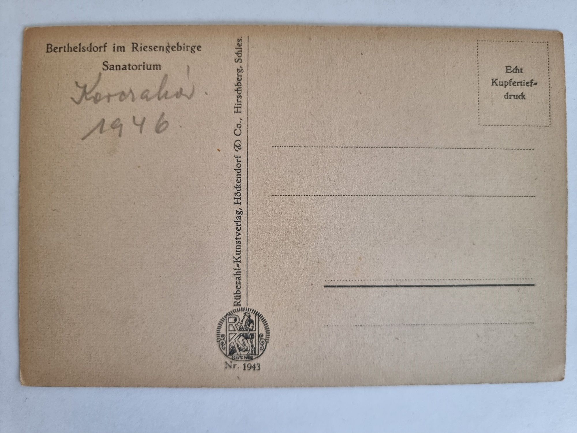 Berthelsdorf Riesengebirge Sanatorium Uniemyśl Lubawka pocztówka