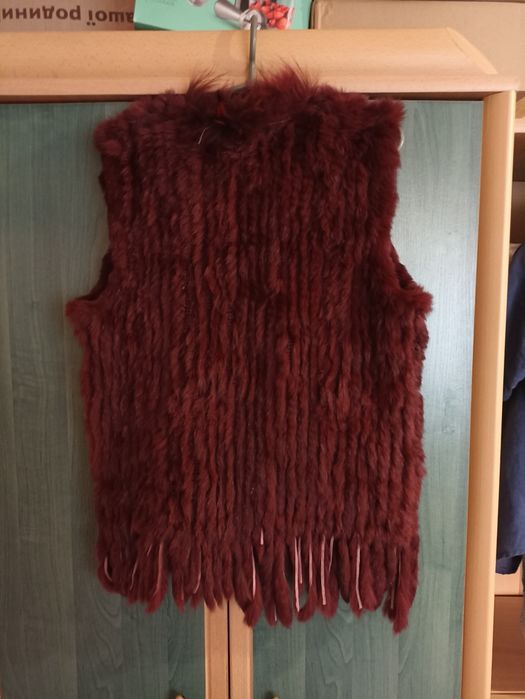 Жилетка вязаная с натуральным мехом кролика, размер 50
