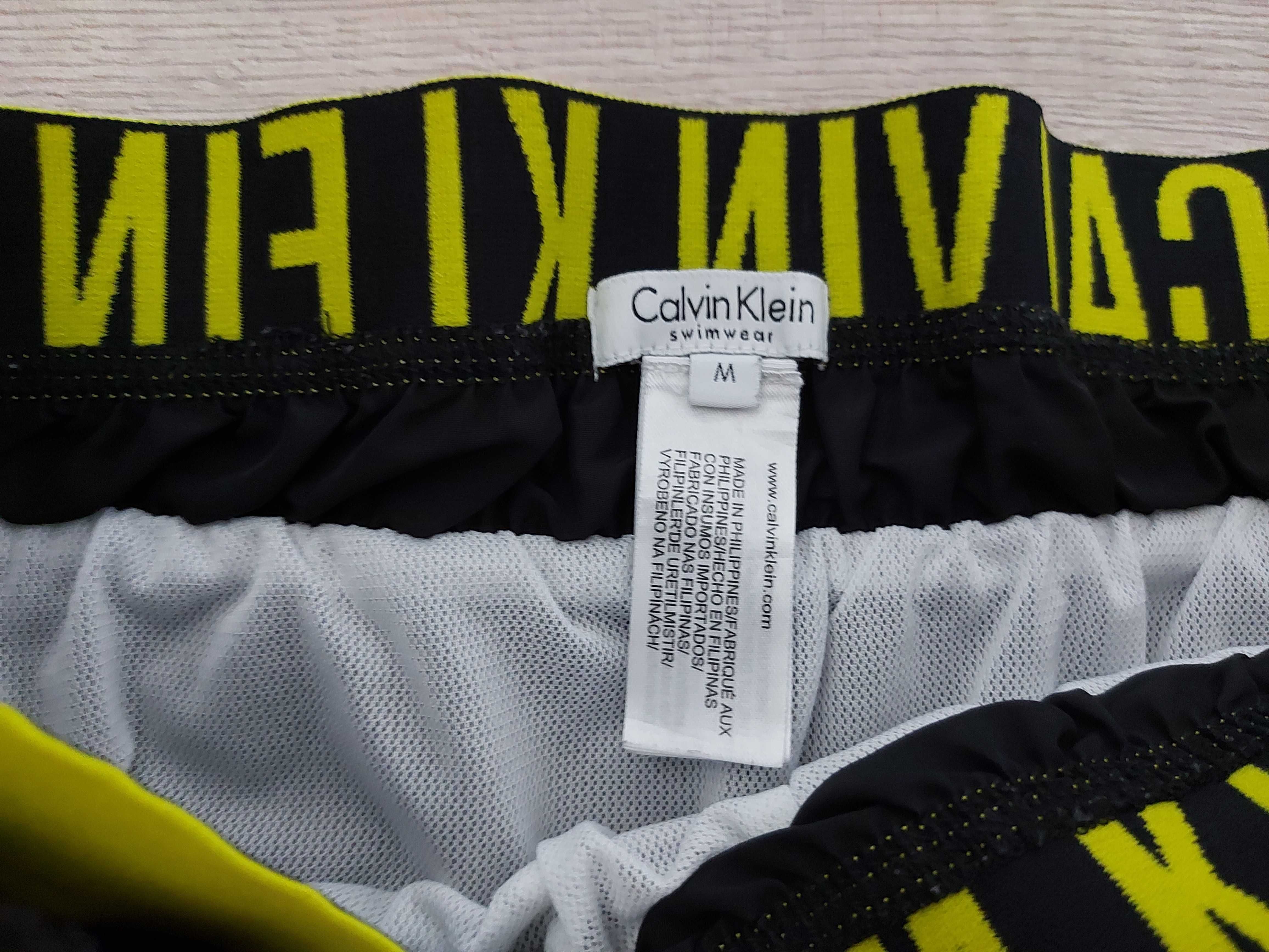 Spodenki Calvin Klein M podwójny pas czarne żółte szorty