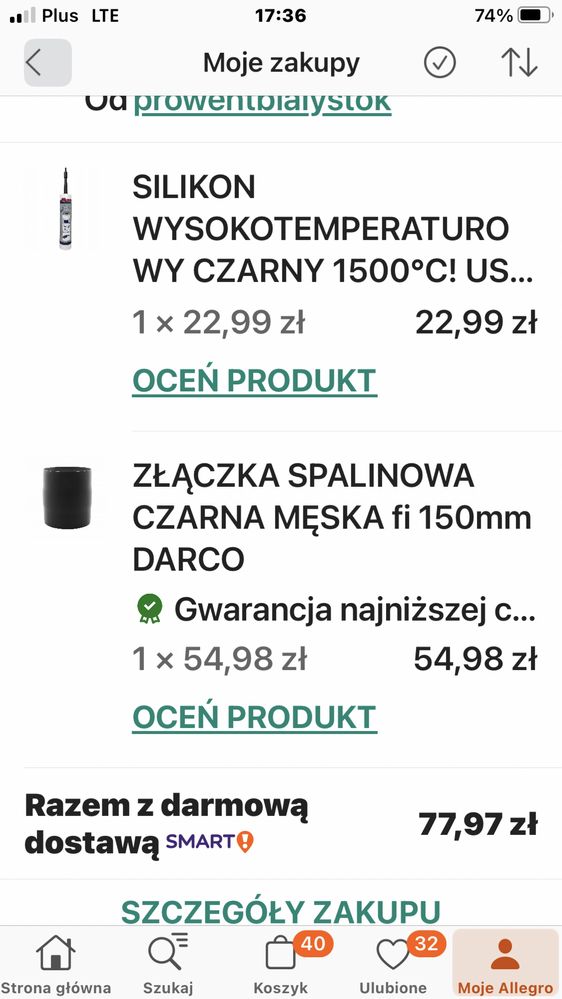 Złączka fi 150 + czarny silikon