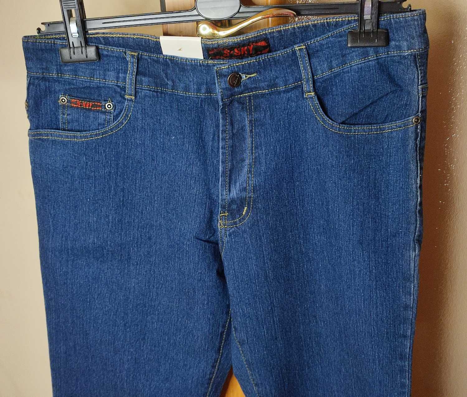 Spodnie damskie jeansowe wysoki stan 46