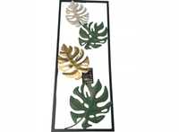 Metalowa ozdoba ścienna liście bialo zielono złota 61x25 cm