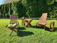 Krzesło drewniane. 2 WERSJE Leżak ogrodowy. Ogród. Zestaw. Sauna