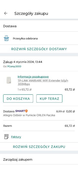 Wzmacniacz sygnału wifi tp-link TL-WA854RE gwarancja