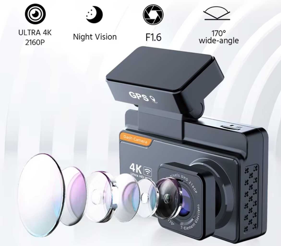 Rejestrator 4K FHD WiFi GPS ekran 3-cale 2-kamery sensor Sony G-sensor