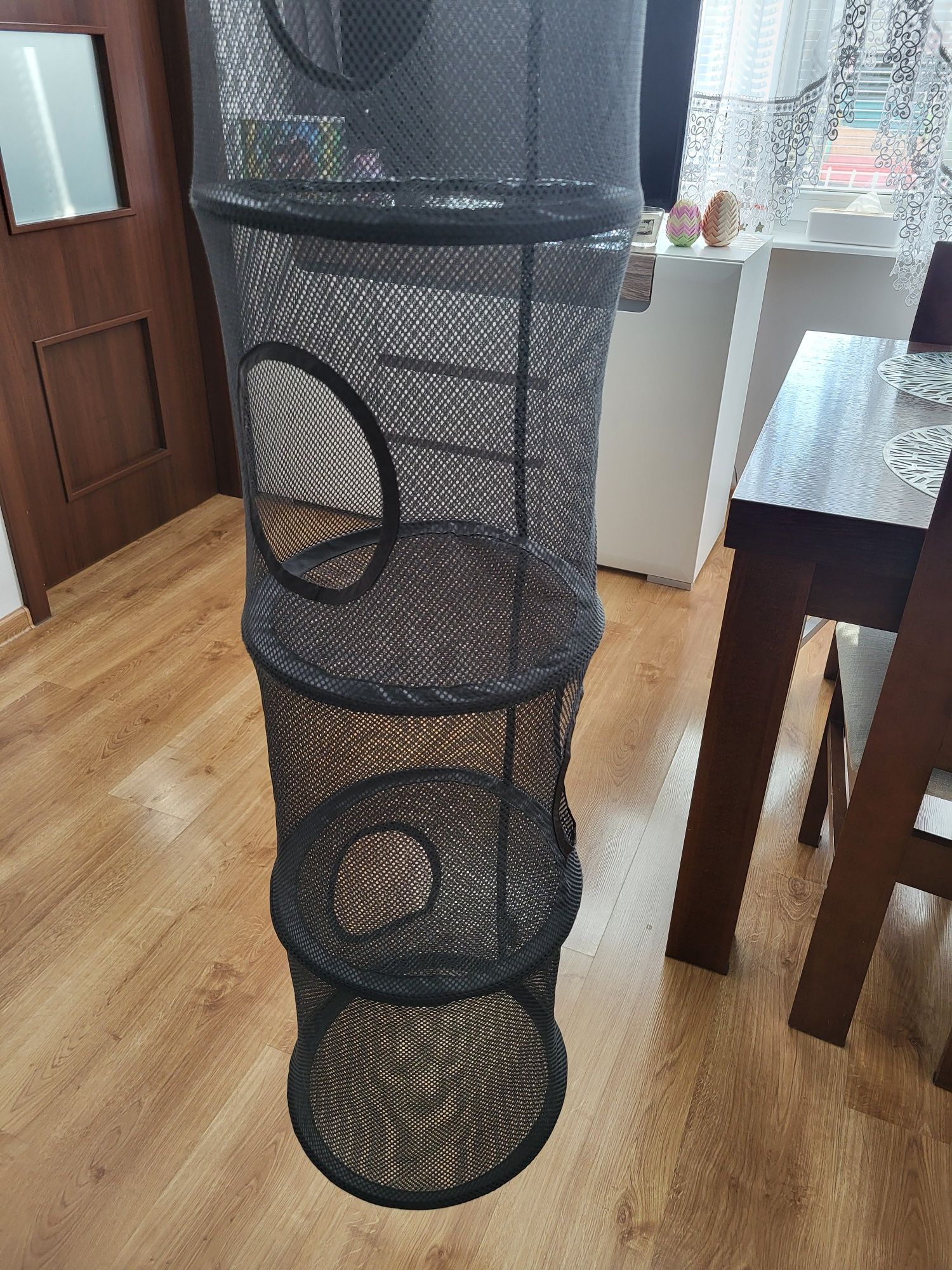 Organizer na zabawki, siatka  z 6 przegródkami, czarna