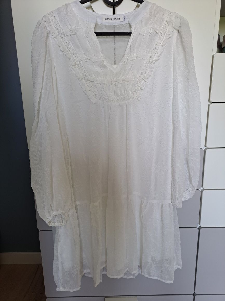 Biala sukienka boho S