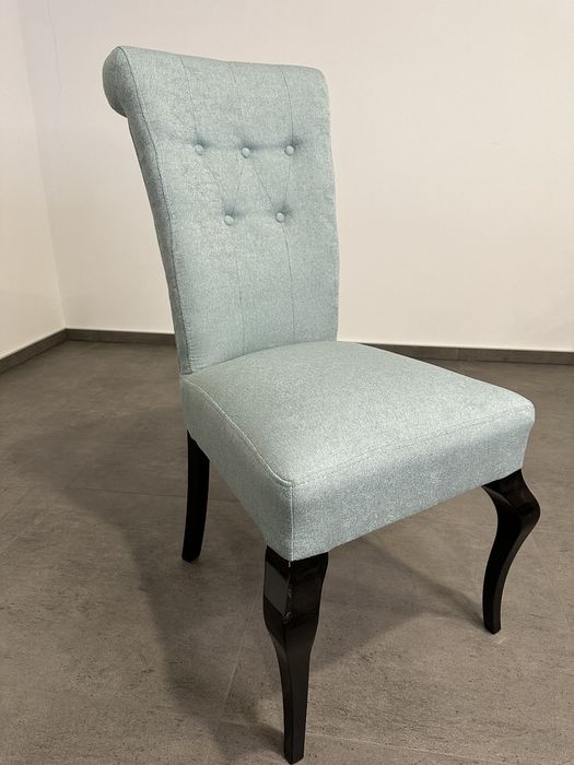 OKAZJA 4x Krzesła Tapicerowane Czarny połysk,Nogi gięte LUDWIK GLAMOUR