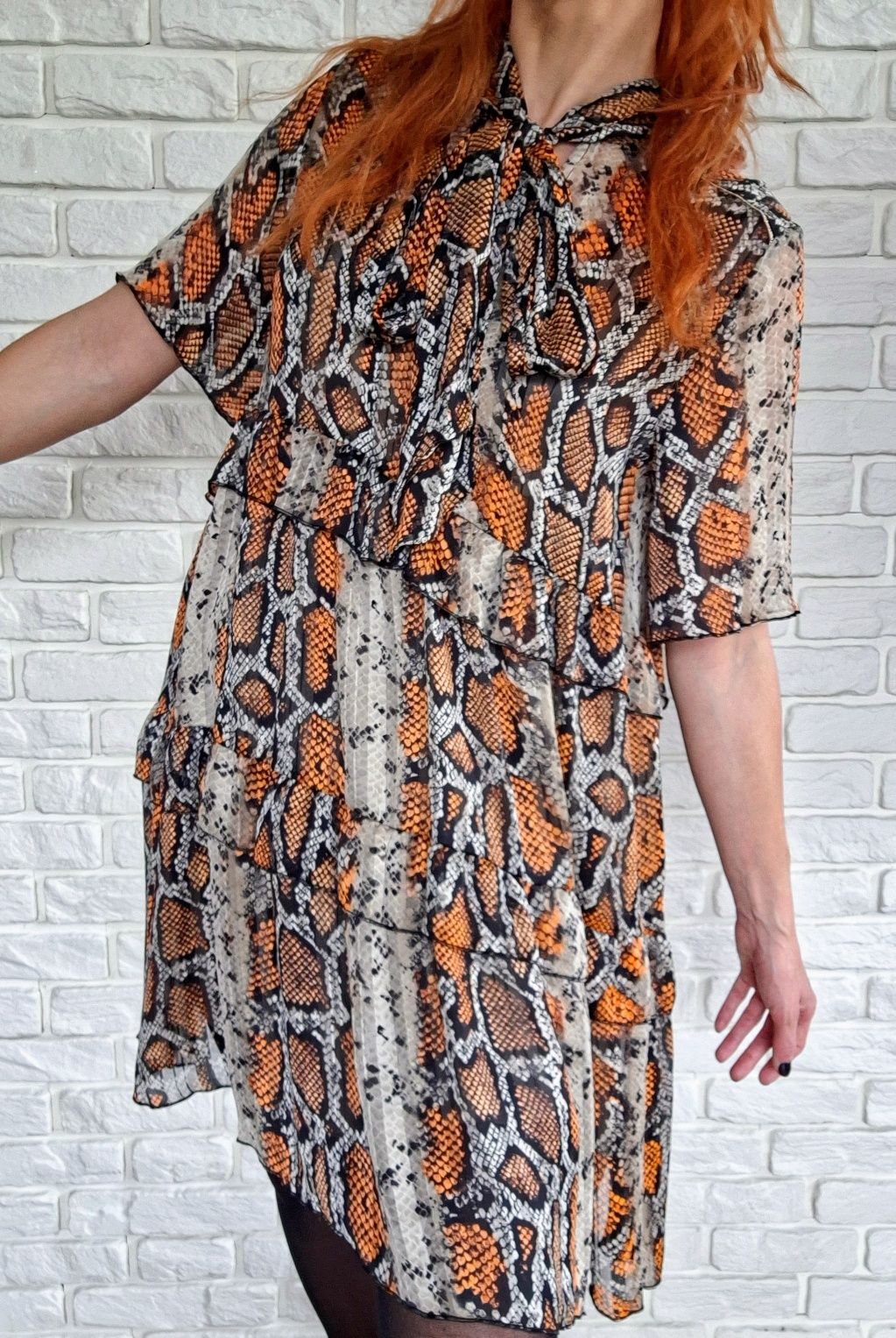 Anataka Sukienka XL Wężowy Print Lekka Sukienka Oversize Snake