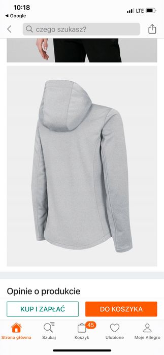 Jasny szary melanż softshell kurtka bluza damska 4f rozm. S