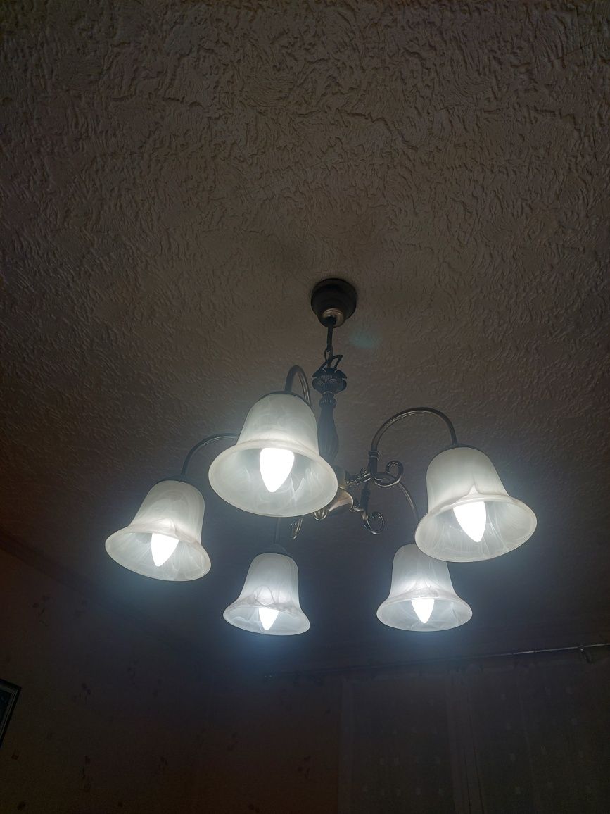 Żyrandol lampa pięcioramienny na żarówki led E14