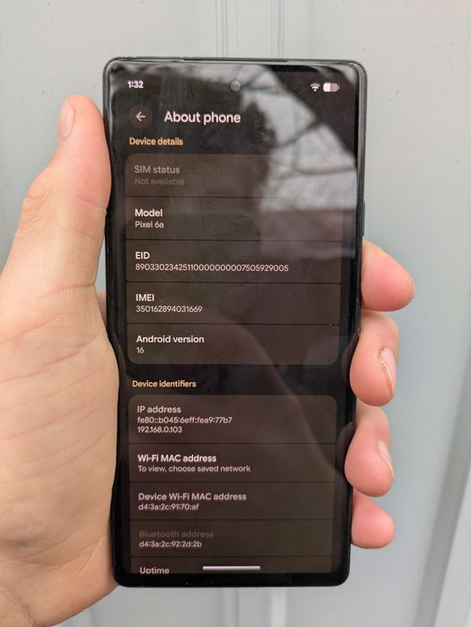 Google Pixel 6a 6/128gb Charcoal Neverlock