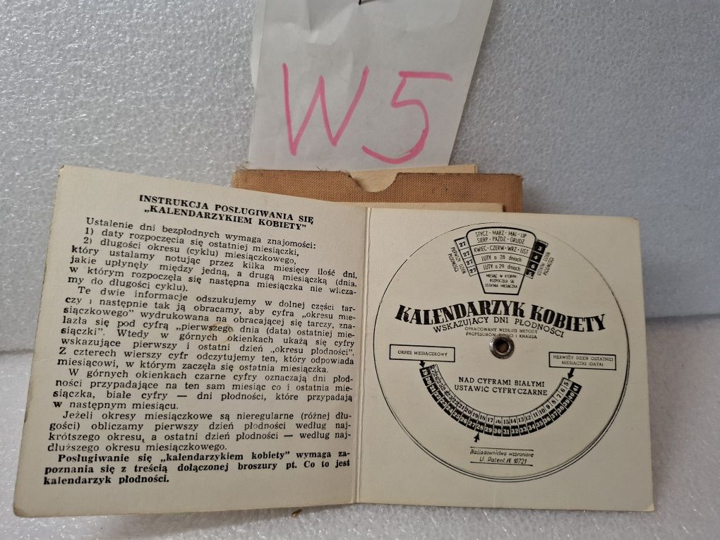 Kalendarzyk płodności kobiety 1958r