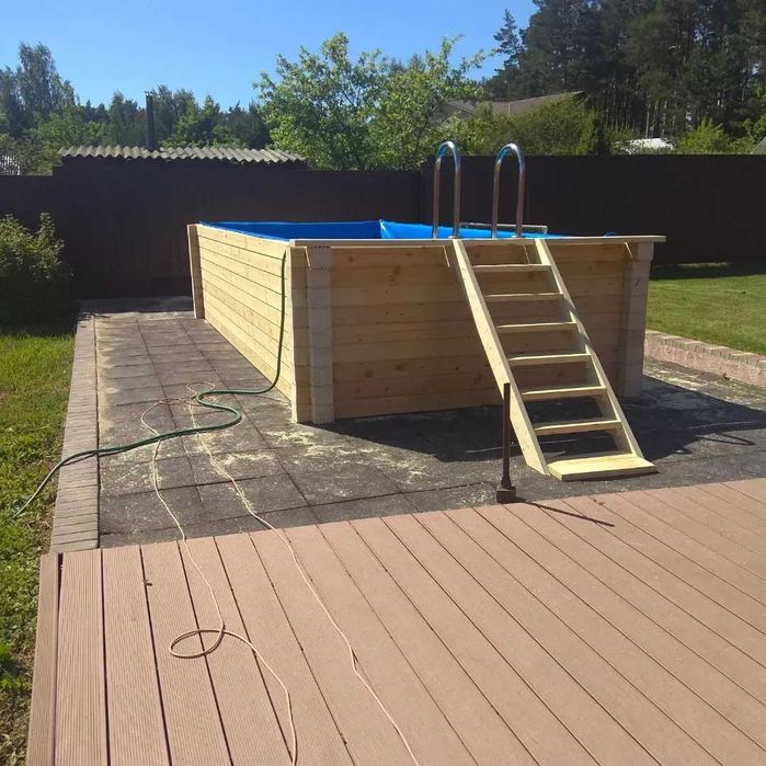 Дерев'яний басейн. Під ключ. Каркасный деревянный бассейн.