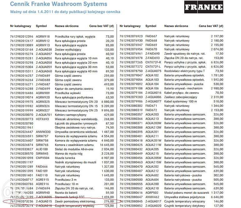 Franke ZAQUA015 zawór elektromagnetyczny Zamienię