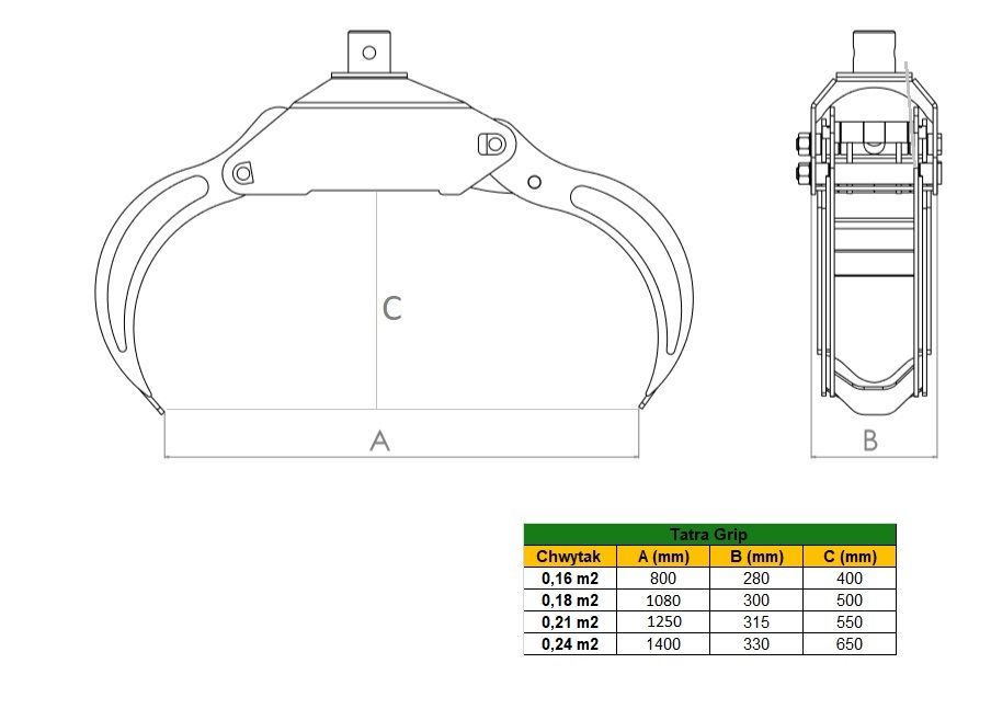 Adapter do minikoparki / koparki + Rotator 4,5T + Chwytak 80 cm