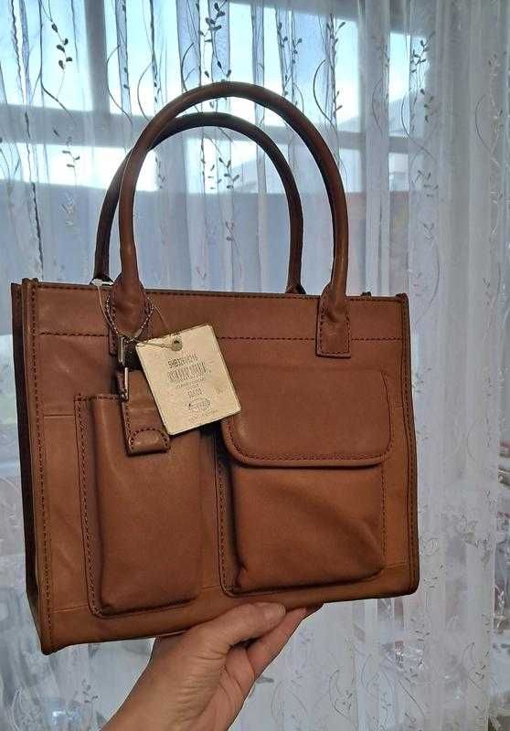 Сумка fossil коричневая с длинным ремнем