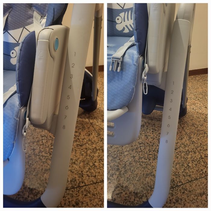 Cadeira refeição Chicco Polly2start tubarão + kit (espreguiçadeira)