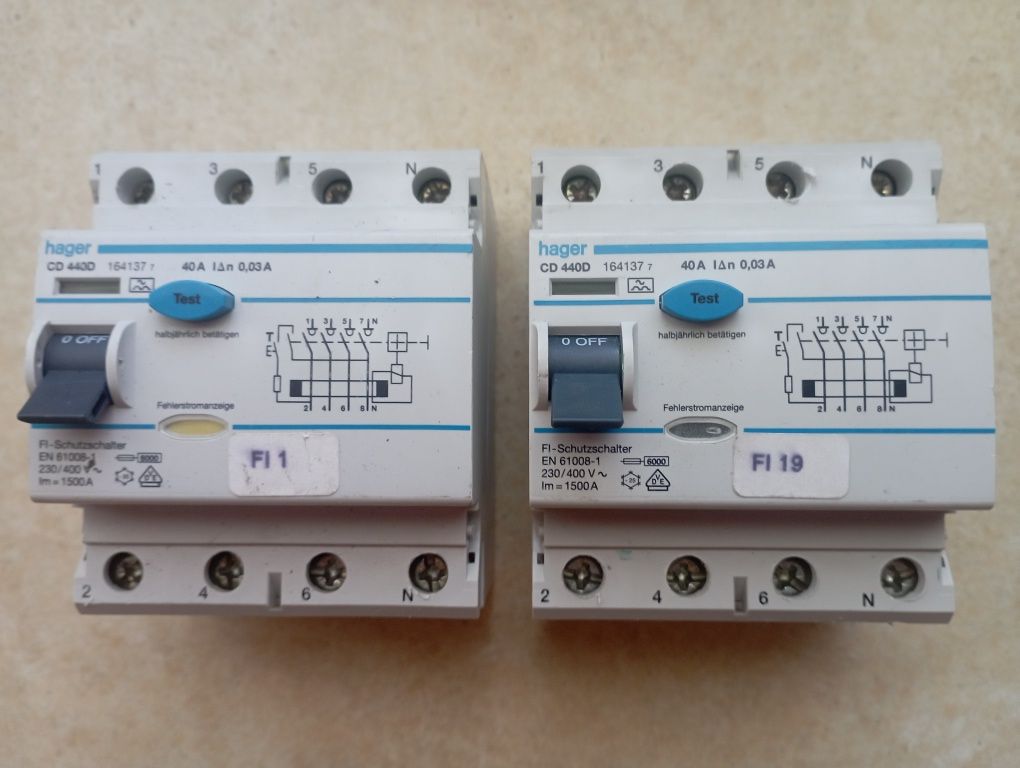 ABB, Hager, Eaton, Merlin - wyl. różnicowoprądowe 40A, 0,03/0,3