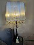 Lampa stołowa glamour srebrna kryształy