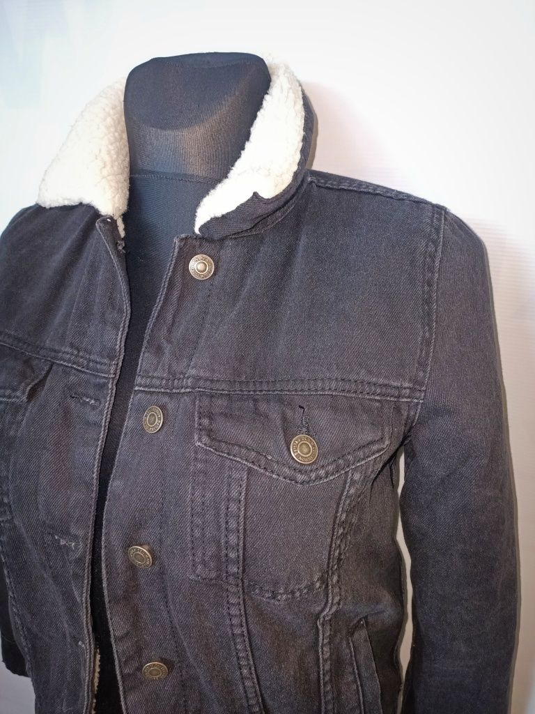 Bershka kurtka jeansowa kożuch męska r.XS