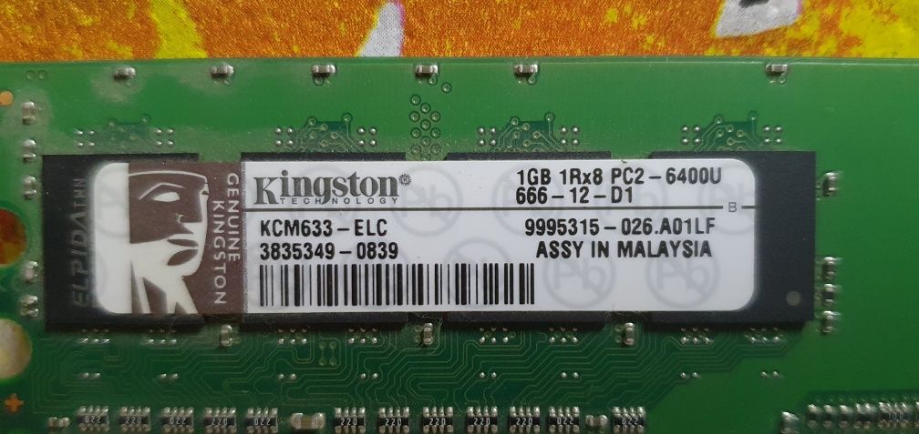Karty ram 1GB PC2 6400U Kingston Technology