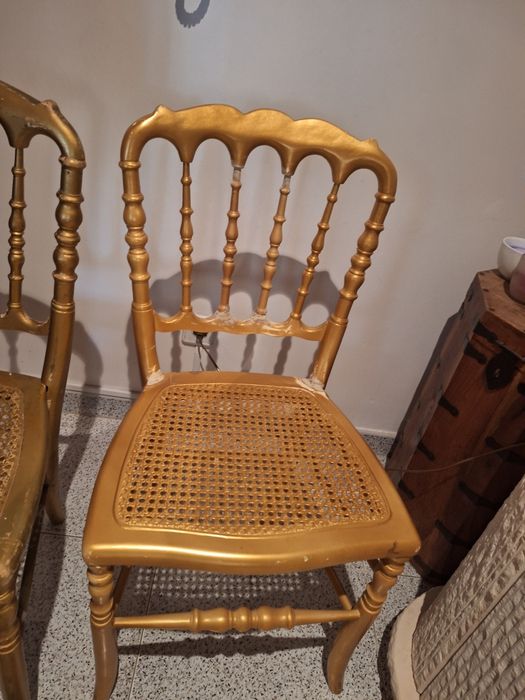 2 cadeiras douradas palhinha antigas