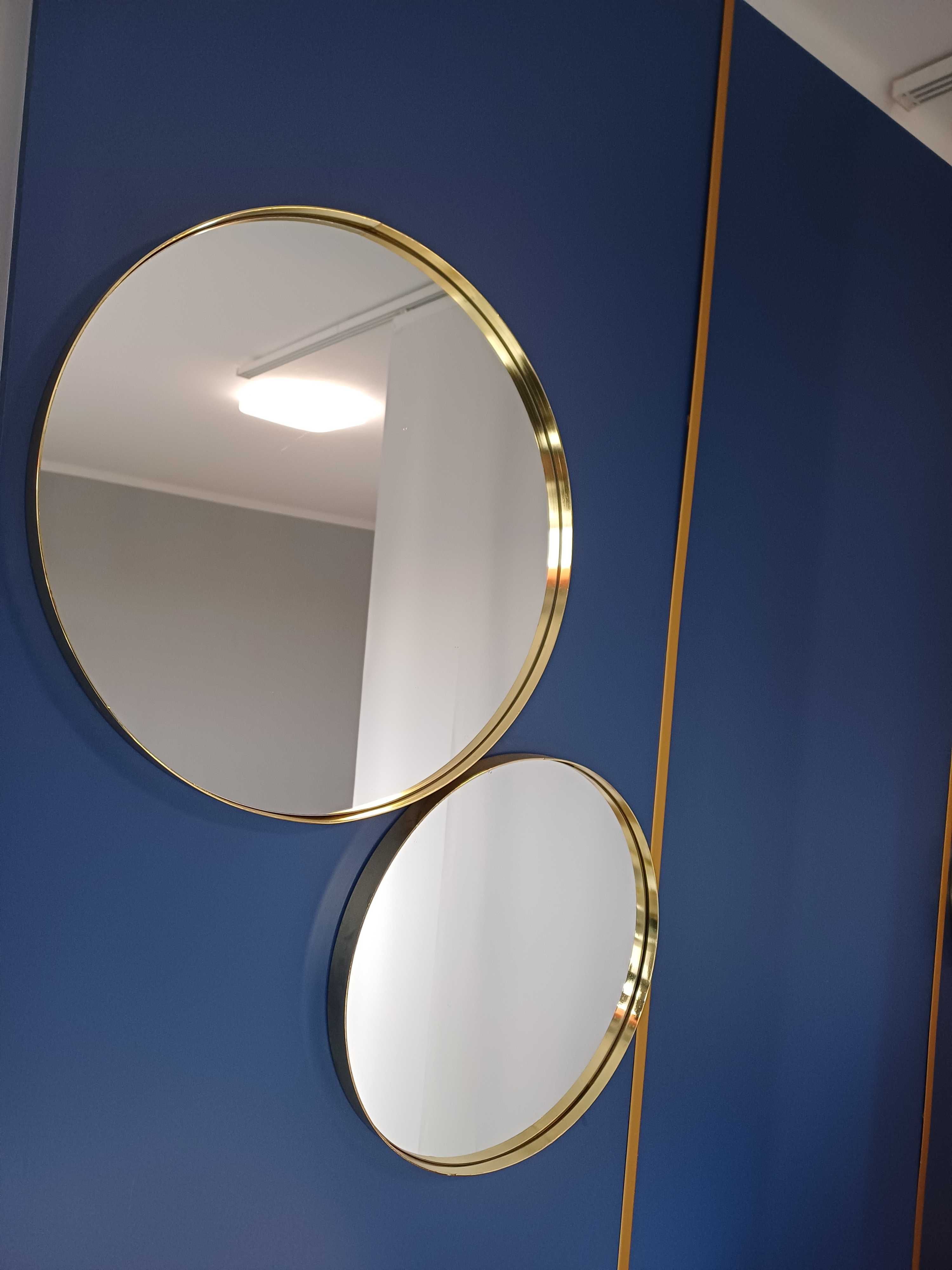 Lustro okrągłe ścienne metalowe śr. 50cm ZŁOTE