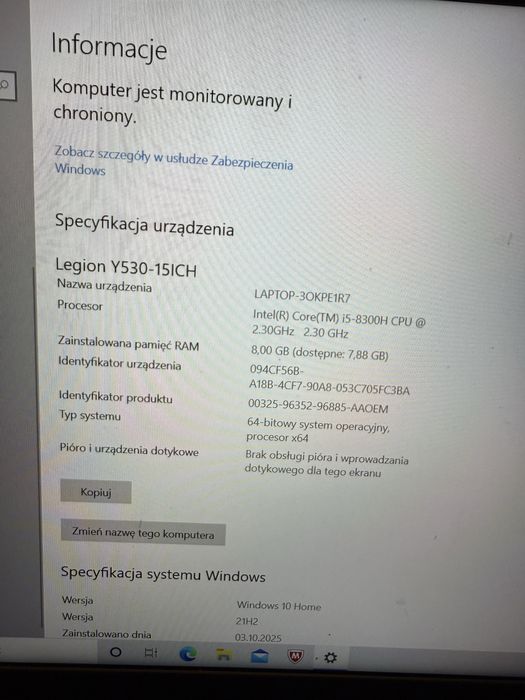 Lenovo Legion Y530 – i5 / GTX 1050 / 8 GB / 1 TB – gamingowy laptop