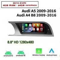 Ecrã 8.8" Android 10 e Apple CarPlay Octa-Core 4GB RAM Audi A4 A5 Q5